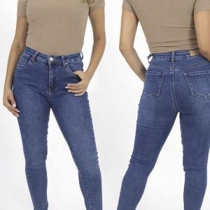 PANTALÓN LONA AZULADA SKINNY PARA DAMA