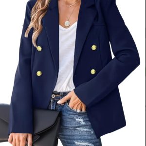 BLAZER SEMI LARGO CON BOTONES DORADOS