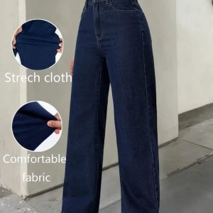 PANTALÓN LONA AZUL MARINO CORTE RECTO PARA DAMA